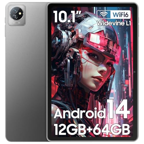Blackview Tablette 10 Pouces Tab70 WiFi, Tablette Android 14 2,0 GHz avec 12Go + 64Go(TF 2To) Quad-Core, Tablette Tactile avec WiFi 6 BT5.0, 6580mAh, Widevine...