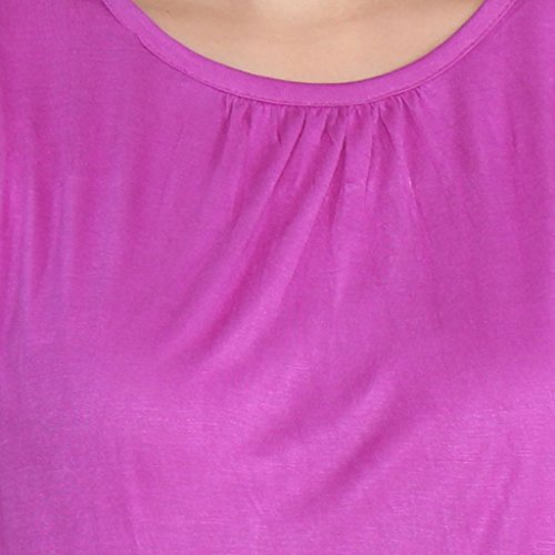 Image of Teemoods Women's Short Sleeve Blouson Top - Round Neck, Elastic Waist, Loose Fit Viscose Summer Top for Women