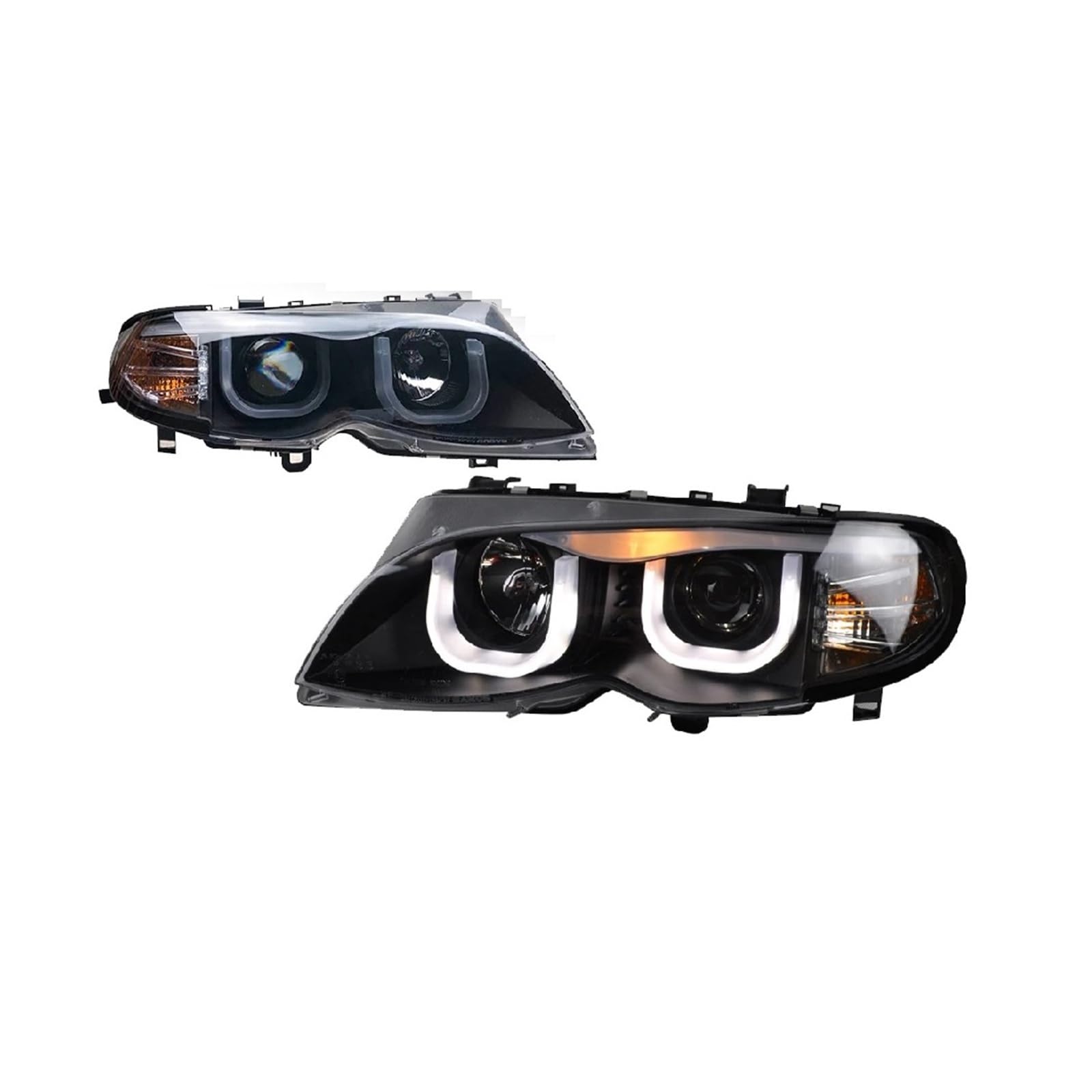 Pasuje do B//M//W serii 3 E46 4 drzwi 02-06 w pełni Led DRL reflektor samochodowy montaż sygnału akcesoria samochodowe zmodyfikowana lampa reflektory LED(Low led high halogen)