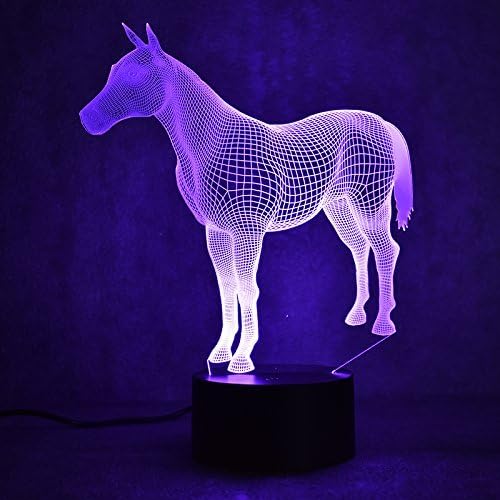 Miniatura 4 de Lámpara de noche 3D para caballo con 7 colores cambiantes, ideal como regalo de Navidad con base de plástico ABS y cable USB