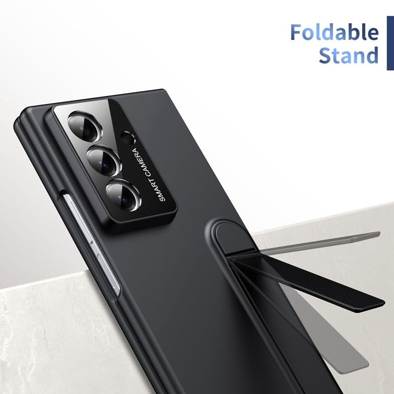 Image of amazon basics for Samsung Galaxy Z Fold 6 Case with Kickstand, [Compatible with Magsafe], Integrated Hinge Protection, Slim Fit Back Cover - Black