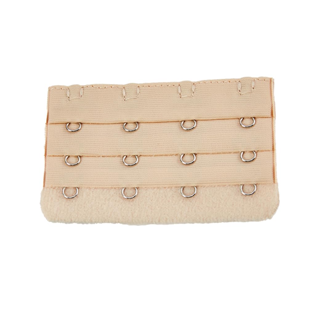 Geardeangloow Unisex Light Gold Flesh Extension Strap Bra Extenders Buckle 4 Hook Brassiere Practical Buttons Intimates 3 Rows Underwear