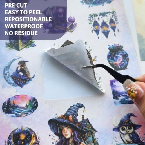 Image of Starlit Realm Fantasy Sticker Book - Waterproof & Repositionable Celestial Decals, Pre-Cut Magical Fairies, Moons & Stars for Scrapbook, Journal & DIY Crafts, No Residue