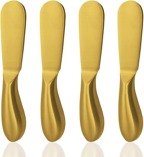 SourceTon Juego de 4 cuchillos esparcidores de queso, cuchillos multiusos de acero inoxidable para esparcir queso y mantequilla (dorado) disponible en Yaxa Colombia