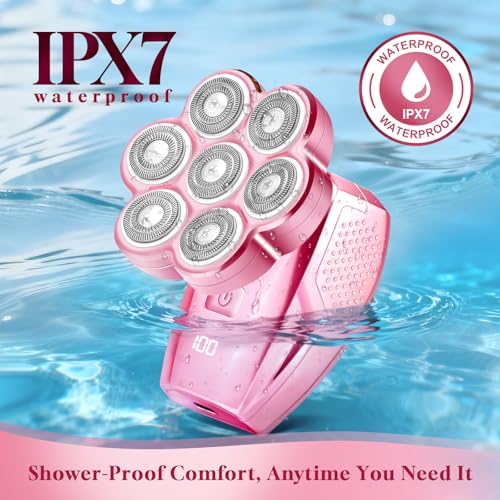 Image of Women's Electric Razor for Legs Face Bikini | 120 Min Runtime, IPX7 Waterproof, 7D Floating Head, USB-C Fast Charging, Travel Lock Design, LED Battery Display