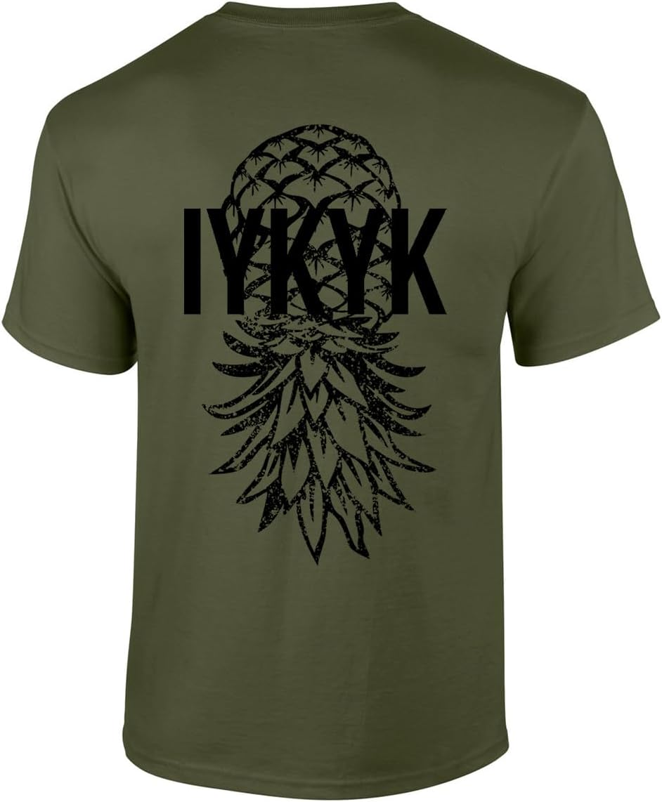 Trenz Shirt CompanyMens Funny Upside Down Pineapple IYKYK Distressed Short Sleeve T-Shirt Graphic Tee