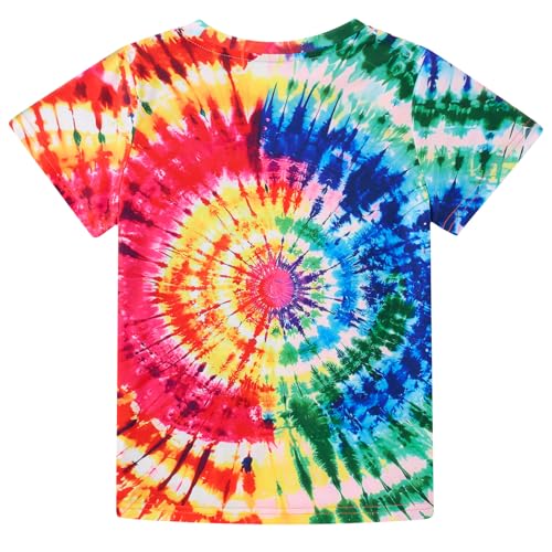 Vieille Kids Tie Dye Shirt Girls Boys Short Sleeve T-Shirts Hippies Senior Tees Tops 7-12 Years2