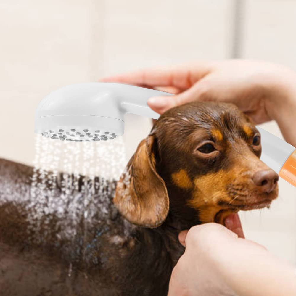 Duschkopf, manueller Duschkopf Wasserdruck und ergonomischer Griff, einfacher Druckduschkopf, große Wasserabgabe, Sturzfestigkeit, geeignet für Haus und Außenbereich (weiß)