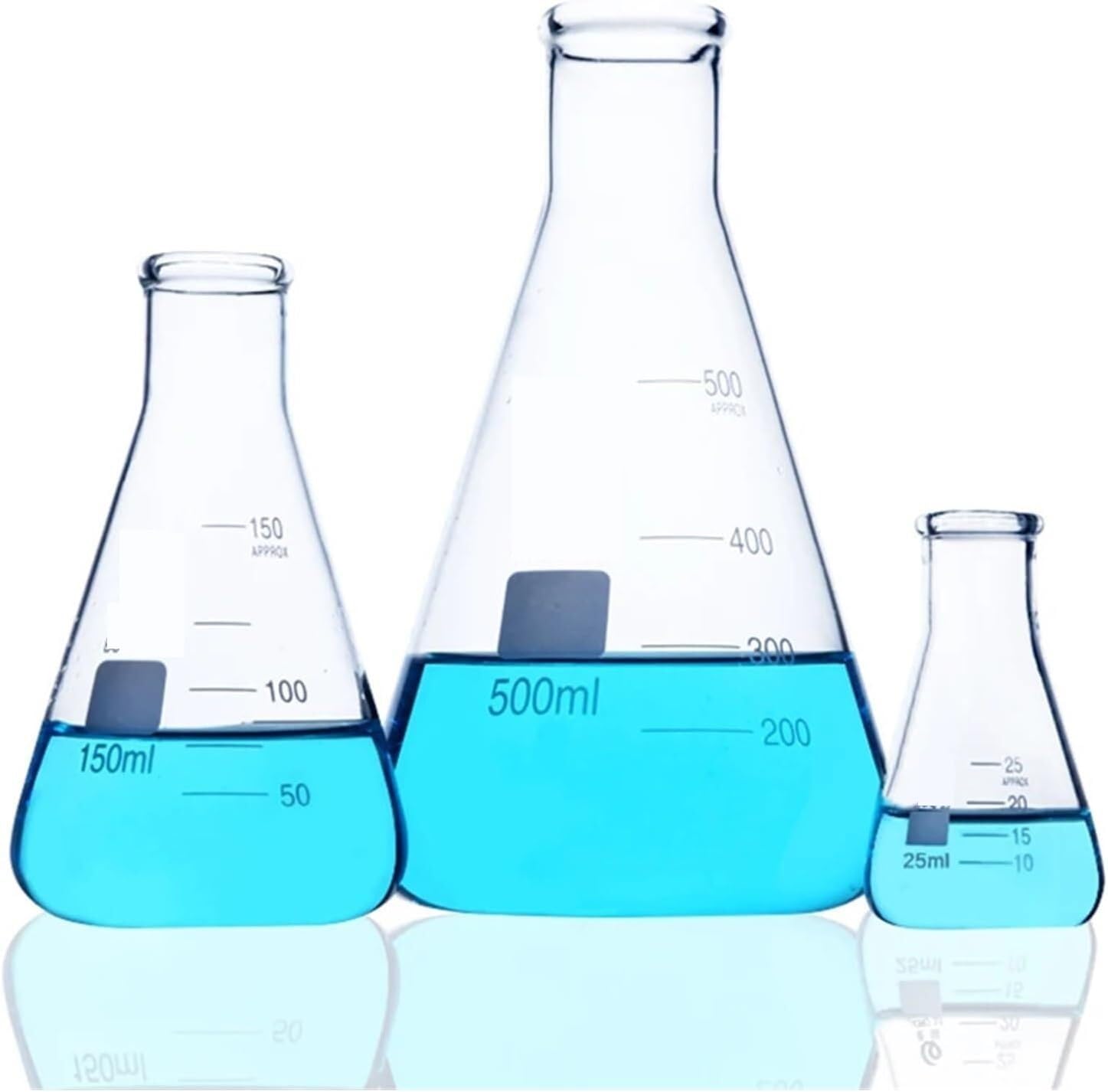 Matraz Erlenmeyer Graduado de Borosilicato, Matraz Erlenmeyer de vidrio de borosilicato de 50 ml a 1000 ml, matraz de cuello ancho, matraz triangular cónico, equipo químico de laboratorio.(250ml 2pcs)