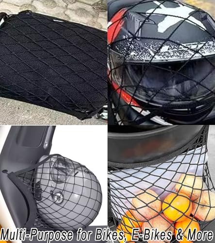 TAKONE Netz für Fahrradkorb Hinten – Elastisches Gepäcknetz 30x30 cm mit 4 Haken – Für Fahrrad, E-Bike & Motorrad