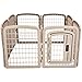 Amazon Basics Octagonal 8-Panel Plastic Pet Pen Fence Enclosure With Gate - 59 x 58 x 28 Inches, Beige