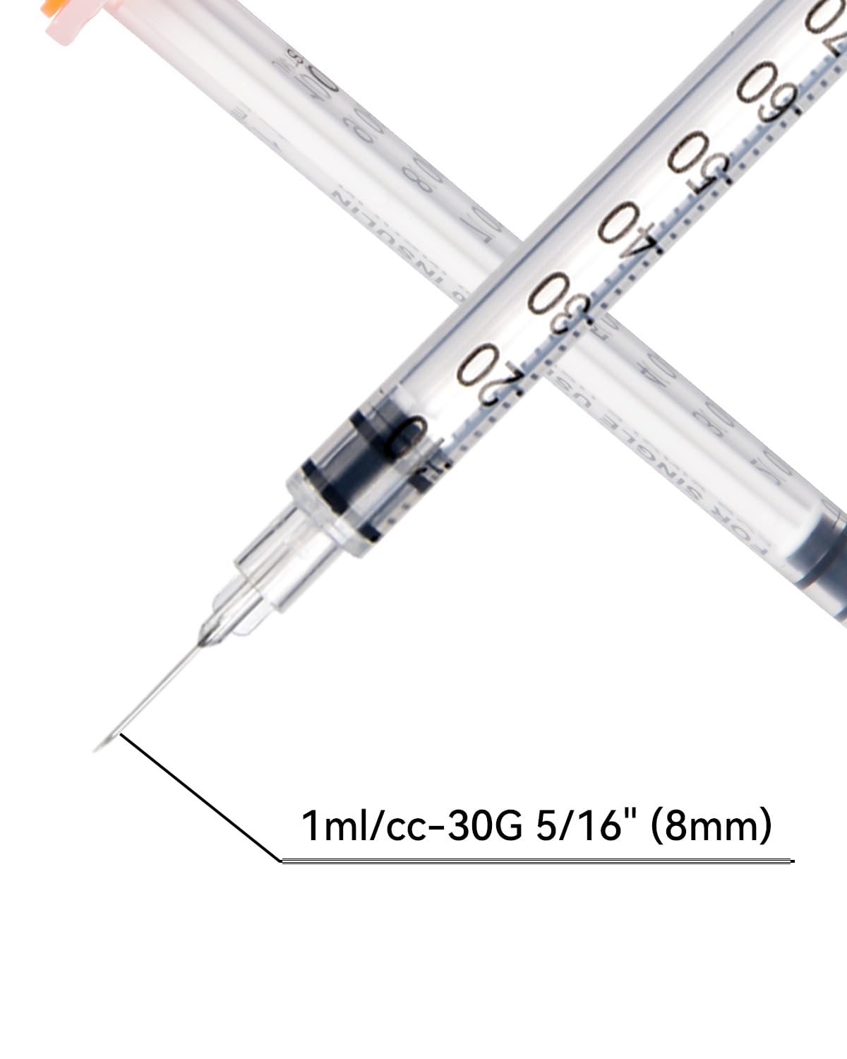 U-100 1ml/cc 30G 5/16" Disposable Syringe, 100PACK — Amazon image 3