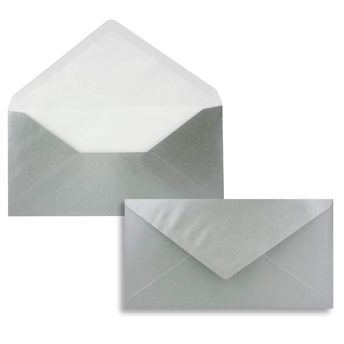 Lot de 1000 enveloppes à lettre Argent métallisé - DIN long - 110 x 220 mm (11 x 22 cm) - Fermeture humide sans fenêtre - Idéal pour cartes d'invitation - Série FarbenFroh