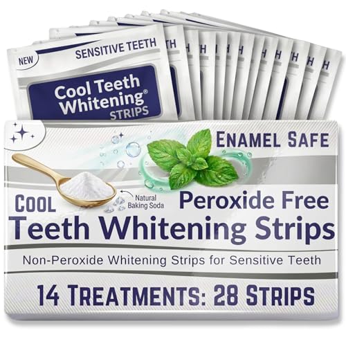 Peroxide Free Teeth Whitening Strips for Sensitive Teeth, Gentle Enamel Safe Whitening, Vegan Friendly White Strips Without Bleach, 14 Day Treatment with 28 Count Supply