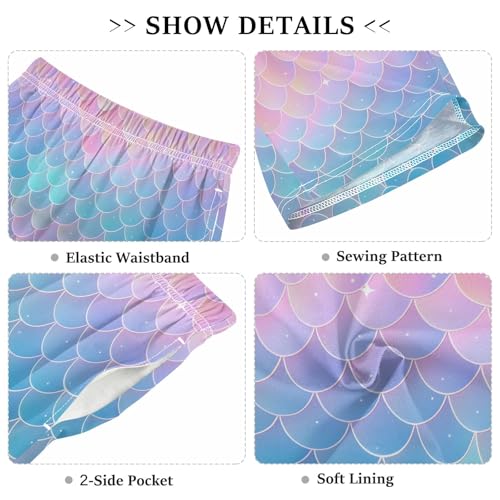 Romantic Fish Scales Short Pajama Pants Bottoms Soft Sleepwear with Pockets3