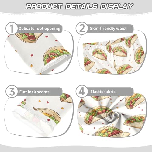 Mexican Tortilla Tacos Girls Casual Leggings for Kids Printed Long Pant Bottoms Stretch and Soft3