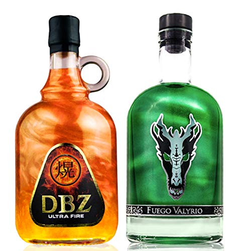 Lote 2 botellas | DBZ ultrafire-gold + fuego valyrio | bebidas con efectos de fuego