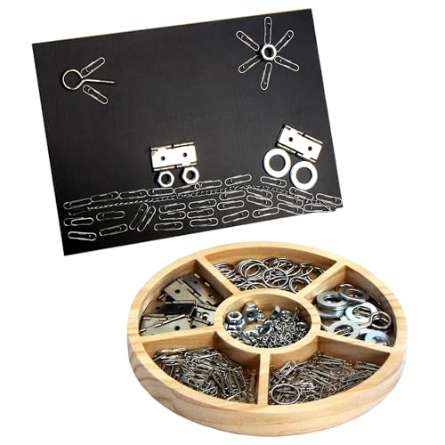 Metal Loose Parts Learning Kit with Magnetic Board and Tray Set, STEAM Activities for Kids Ages 3+, Montessori & Reggio-Inspired Kindergarten Preschool Classroom Materials
