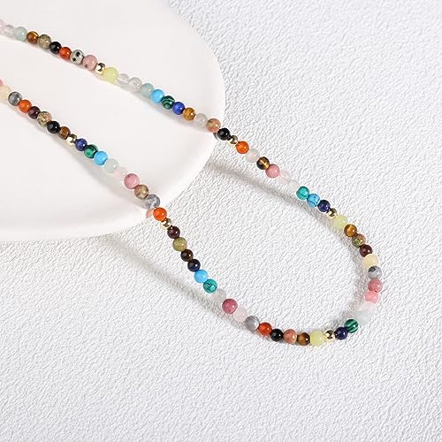 Boho Beaded Necklace for Women, Y2K Natural Pearl Beaded Necklaces Choker Summer Benchy Necklace Natural Bead Necklaces for Teen Girls Handmade Boho Jewelry Birthday Gift4