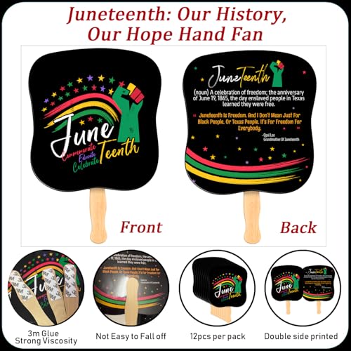 Image of Juneteenth Paper Hand Fan Freedom Day Fan Hand Celebrating Happy Juneteenth Day Classroom School African Afro American Festival Celebration Supplies June 19th