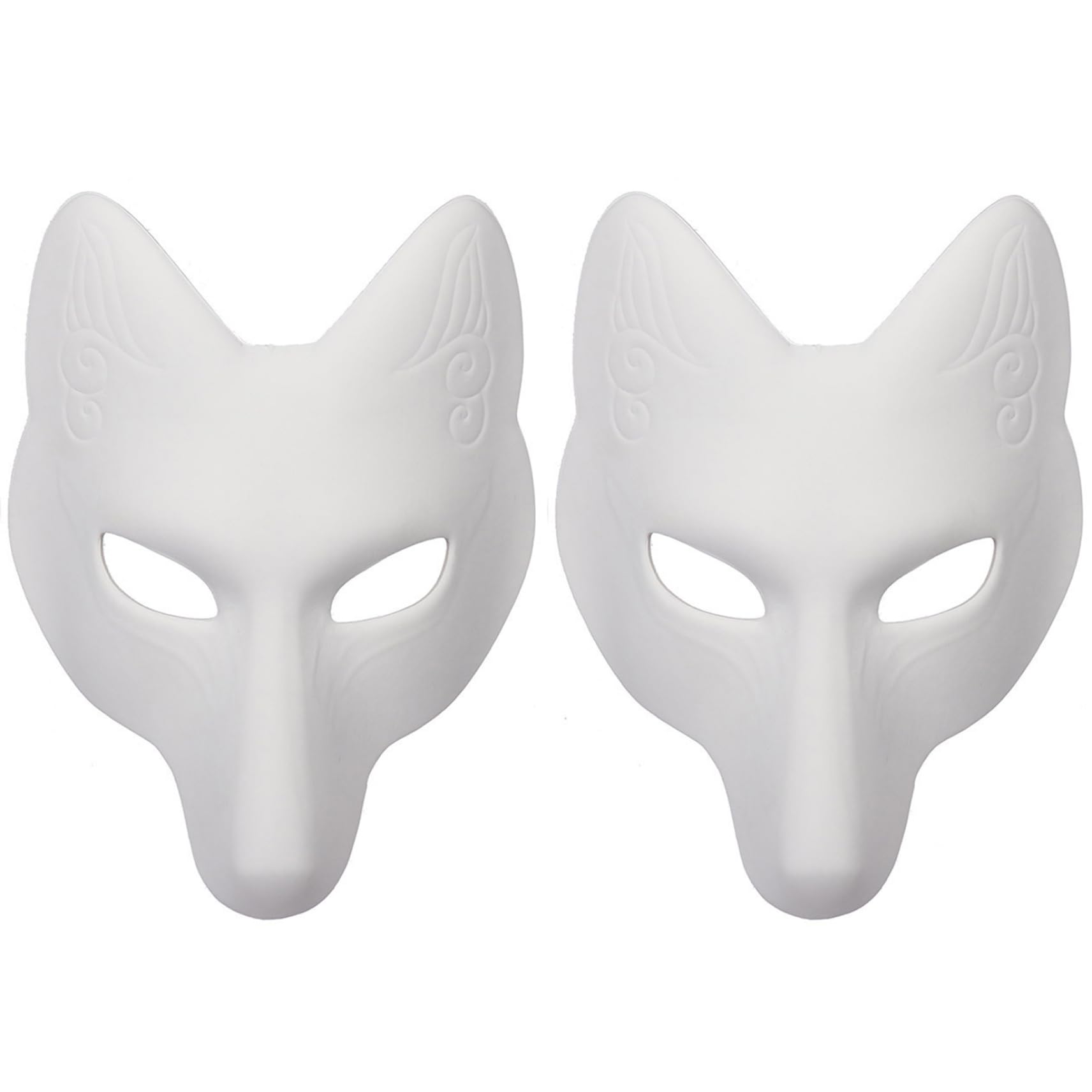 Otbushit 2 Pcs Therian Mask Halloween Fox Mask Leather Costume DIY Blank Japanese Kabuki Kitsune Masquerade Costume Prop