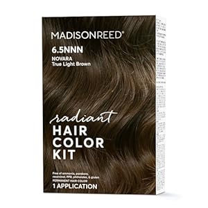 Madison Reed Radiant Hair Color Kit, Light Brown for 100% Gray Coverage of Resistant Gray Hair, Ammonia-Free, 6.5NNN Novara Light Brown, Permanent Hair Dye, Pack of 1
