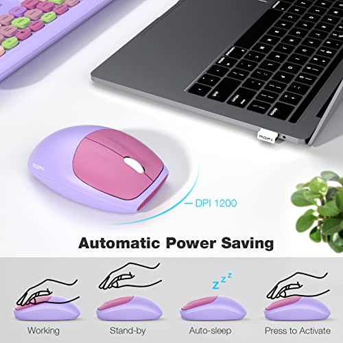 Image of MOFii Wireless Keyboard and Mouse Combo, 2.4G Slim Full-Sized Colorful Keyboard Mouse for PC Desktop Laptops Windows (Purple Colorful)