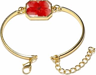 Real Dried red petal Flower Octagon Bracelet Premium Aesthetic Gift Jewelry Price In India