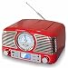 TechPlay QT62BT RED, Retro Design Compact Stereo CD, with AM/FM Rotary knob, Wireless Bluetooth Reception, SD and USB Ports. with AUX in and Headphone Jack