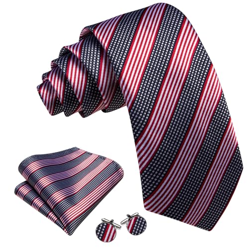 Image of Barry.Wang Man Tie Sets Skull Animal 63 inch Extra Long Necktie Silk Woven Handkerchief Cufflinks Festival Party Gift