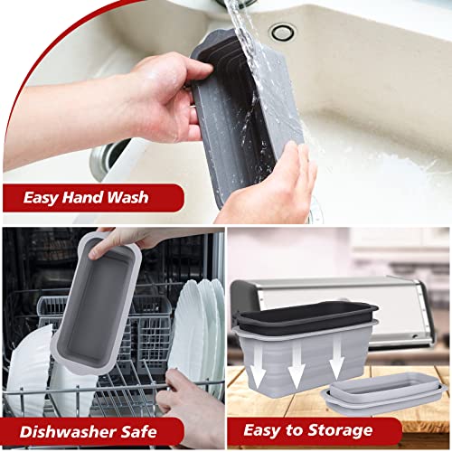 2Pcs Grease Cup Liners Compatible With Blackstone Griddle,Grease Catcher Liner,Blackstone Tray Liner,Reusable Silicone Grease Drip Pans Fit For Blackstone 17, 22, 28, 36 Inch Griddle(Black+Grey) #TOP4