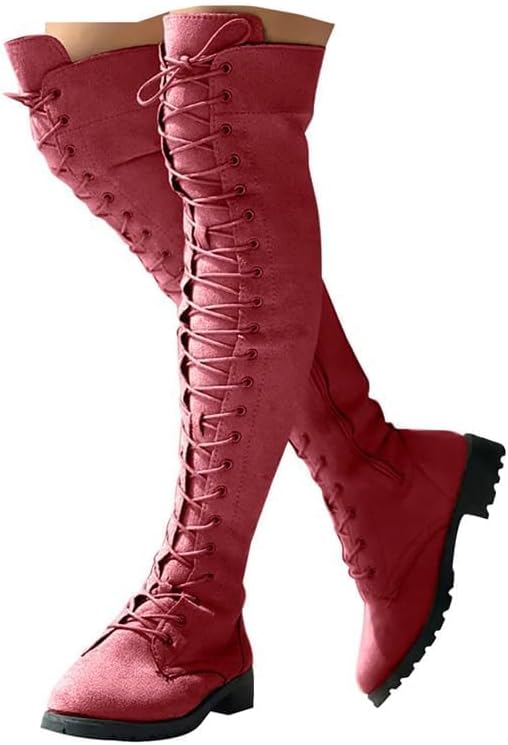 Women's Slouchy Knee High Boots,Wide Calf Slouchy Ruched Suede Cutout Side Zipper Chunky Block Low Heels Almond Toe Booties Vintage Leather Wide Width Pull On Breathable Comfortable Dress Long Booties