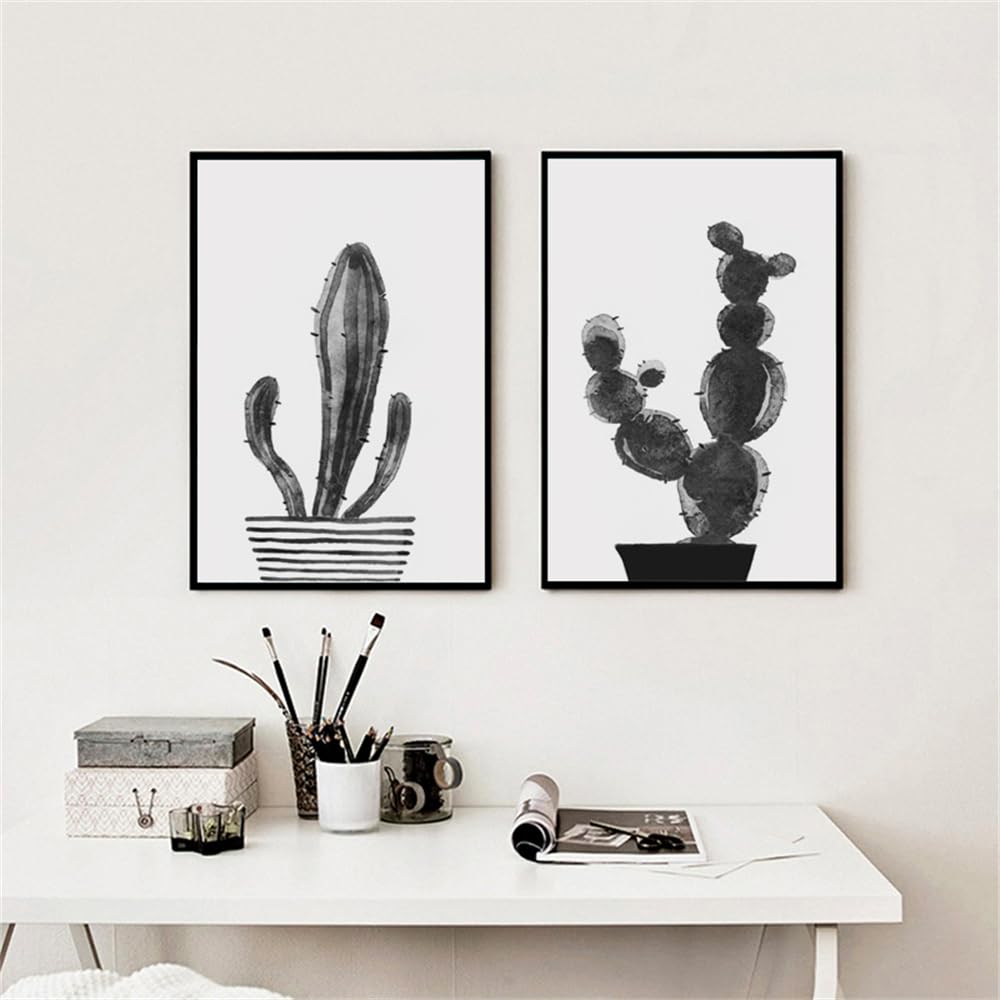 WUHBCZ Canvas Paints,Modern Desert Plant Cactus Poster Print Potted Canvas Painting Home Bedroom Wall Art Kitchen Bedroom Office Decoration Picture-50 * 70cm*2PCS (No Frame)