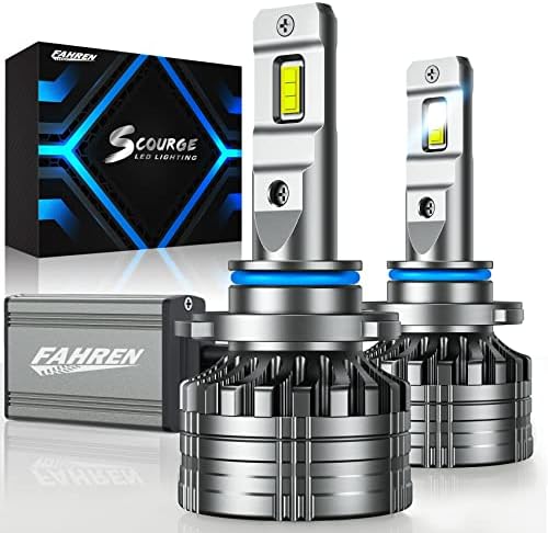 Fahren Scourge 9012/HIR2 LED Headlight Bulbs, 100W 18,000LM 500% Brighter LED Headlights Conversion Kit 6500K Cool White IP68 Waterproof, 50,000 Hour Lifespan, Pack of 2