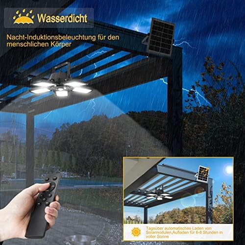 Solar Pendant Lights 5-Leaf IP65 160 LEDs Upgrade Solar Shed Light Indoor Motion Sensor Lights Ceiling Shed Light for Yard Garage Gazebo Remote Controller