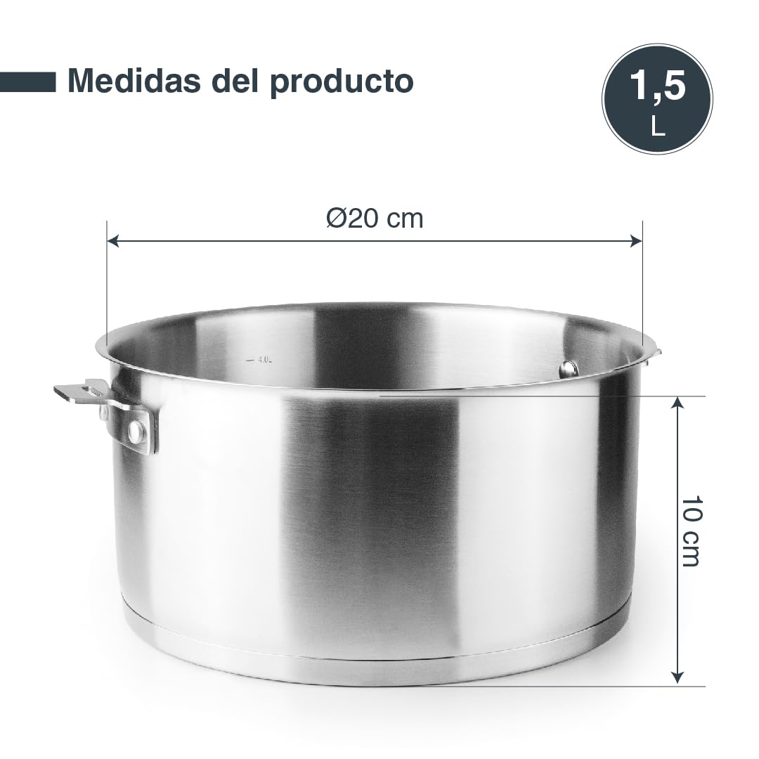Lacor 56624 - Cuerpo para Cacerola Combi, Acero Inoxidable 18/10, Aluminio | En acero inox 18/10, para un uso práctico y profesional en cocina; apto para inducción y horno, apto para lavavajillas