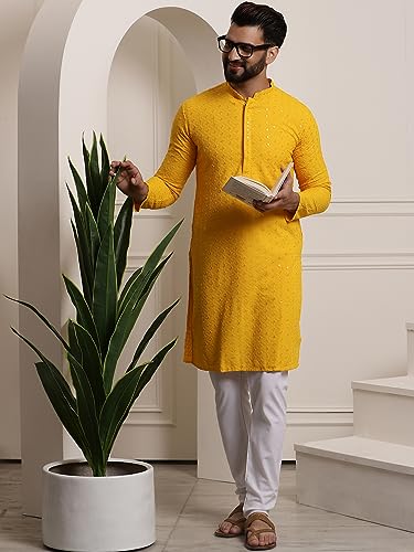 Image of SOJANYA Timeless Traditions (Since 1958) Men's Pure Cotton Sequin Embroidered Kurta Pyjama Set