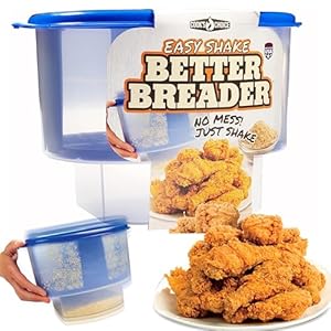 COOK’S CHOICE The Original Better Breader Bowl All-in-One Mess-Free Batter Breading Station- Pour in Seasonings Add Meat Fish or Veggies & Shake for Perfect Coating- Great for Parties- Made in the USA