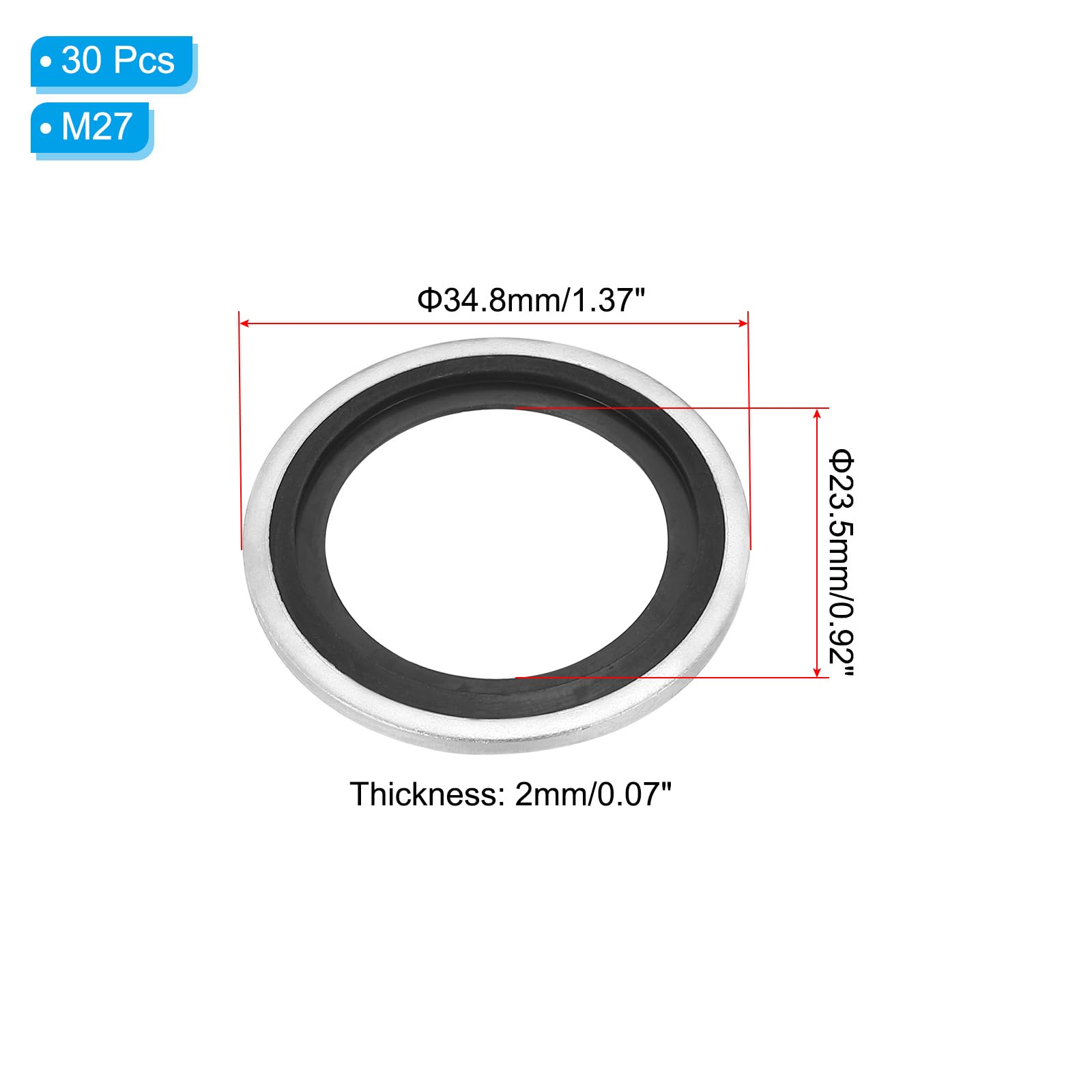 PATIKIL M27 Self-Centered Bonded Sealing Gasket - Image 2