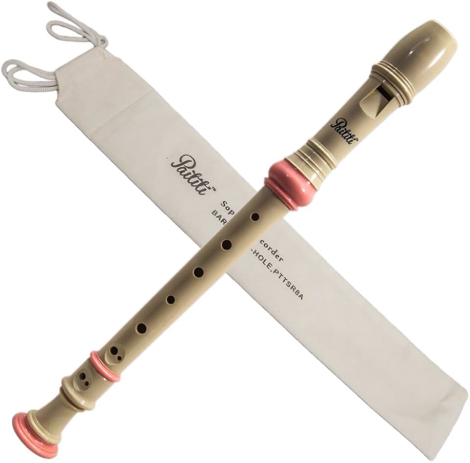 Paititi Soprano Recorder 8-Hole With Cleaning Rod + Caring Bag, Creamy/Pink Color, Key of C