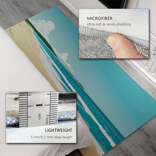 Tapis plage minimaliste turquoise 80x150cm lavable à poil ras - 6