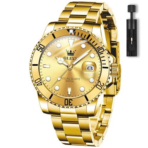 OLEVS Luxury Classy Stainless Steel Quartz Large Face Watches for Men - image 1