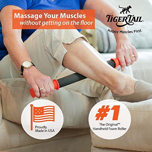 Tiger Tail 18In Massage Stick Portable Roller, Handheld, Deep Tissue Foam Roller, Body Massage And Myofascial Release Tool For Legs, Neck, Calves, Thighs, Shins & Back, The Original 18, Made In Usa, Orange Black #TOP2