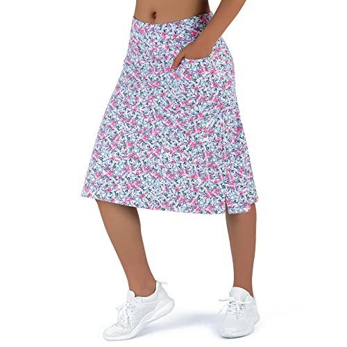 Women's Midi Length Skorts Skirts with 3 Pockets Modest Skirts Women's 24" Knee Length Skort