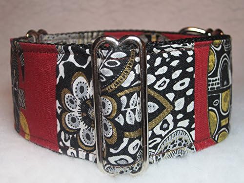 2" Wide Art Deco In Burgundy Martingale Dog Collar