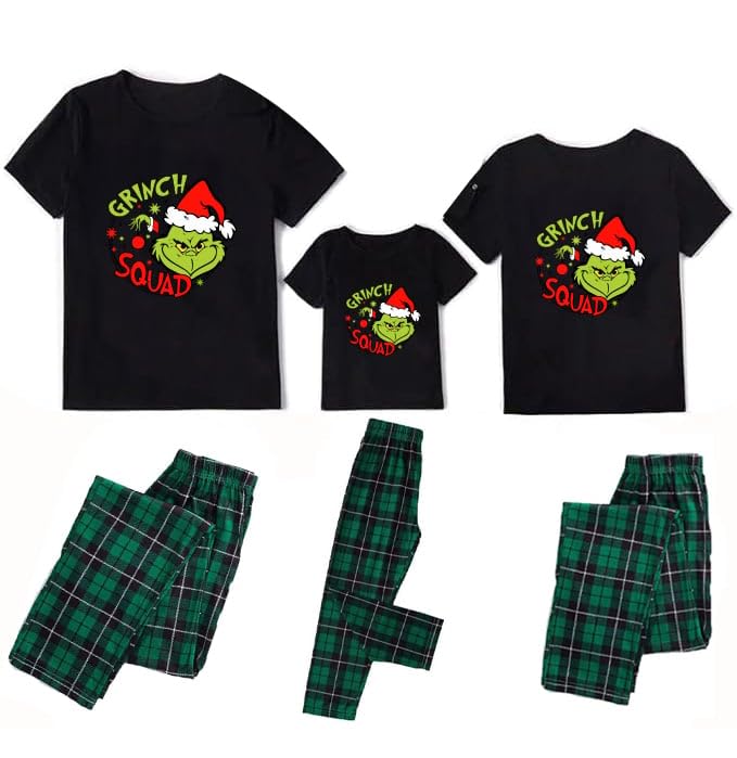 TBD DECOR Christmas Pajamas for Family Matching Sets Holiday PJS Sets with T-Shirt and Pants Xmas Jammies for Couples