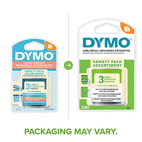 DYMO LT Labels Variety Pack 1/2-Inch x 13-Foot Rolls Black Print 3 Rolls for LetraTag Label Makers - image 2