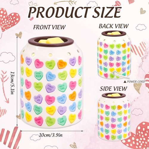 FYSUIMU Valentine' s Day Wax Melt Warmer Scented Candle Melter Candy Color Conversation Heart Electric Burner with Light Bulb for Women Gifts Home Decorations by FYSUIMU - Image 2