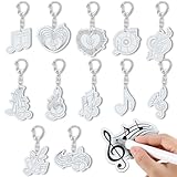 Quelay 24 Pcs Musical Note Keychain Craft Music Party Favors Color Your Own Wooden Keychains Musical Note Awards Gifts for Students Music Party Supplies School Classroom Activities, 12 Styles