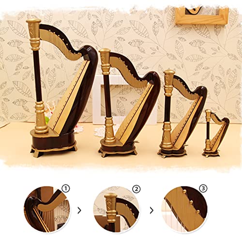 Harpe miniature figurine instrument de musique modele en bois - 2
